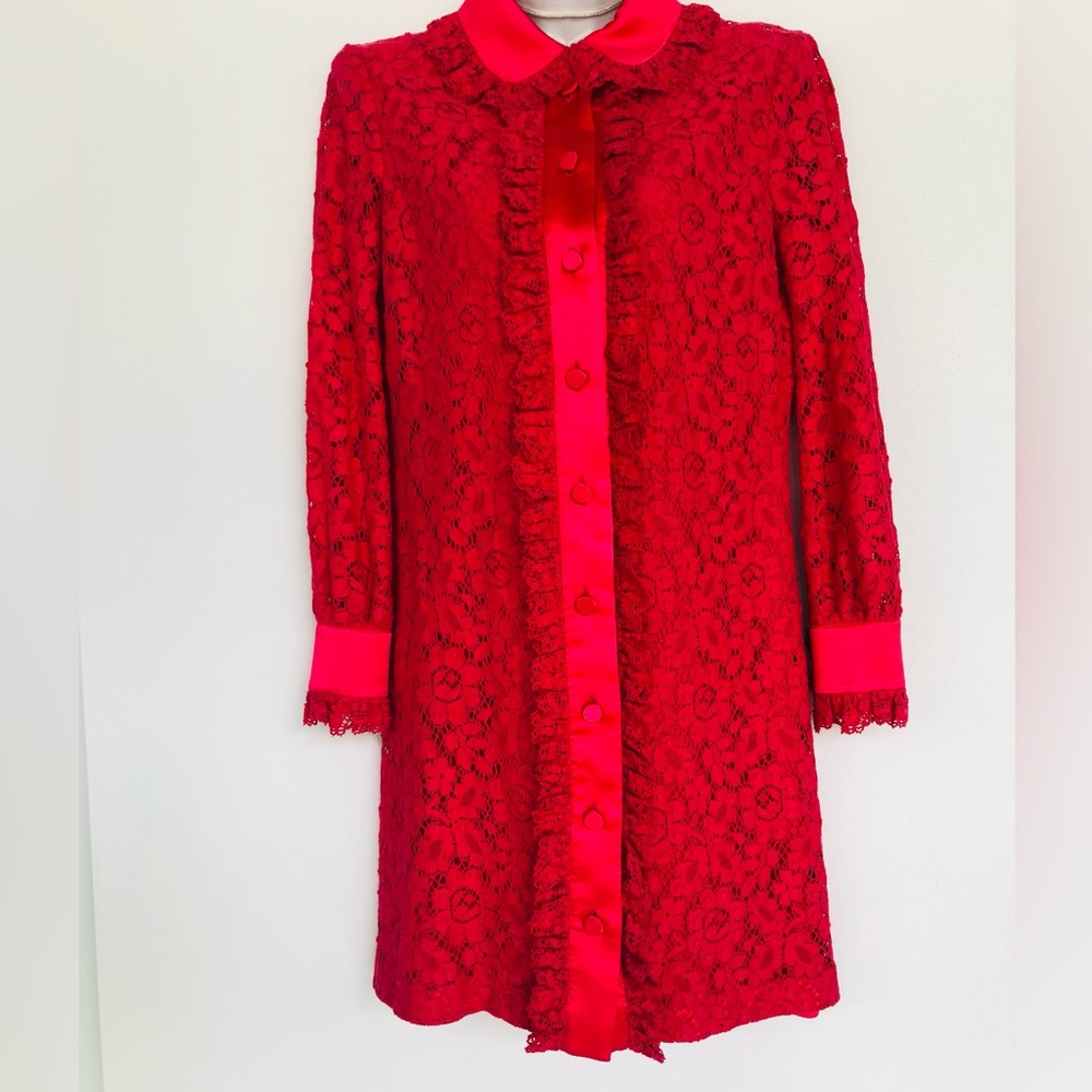Gucci Hot Pink Lace Button- Front Dress. Size 38 - Picture 2 of 16
